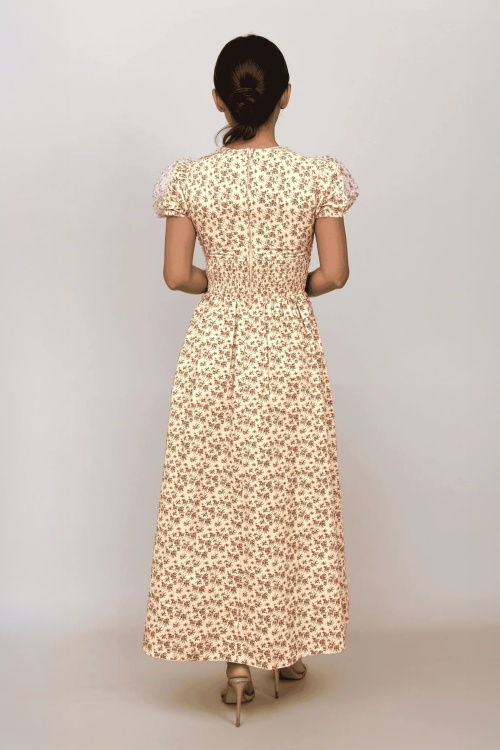 Timeless - Alba Floral midi jurk in zachtgeel 5