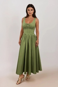 Timeless - Lolita midi jurk in saliegroen