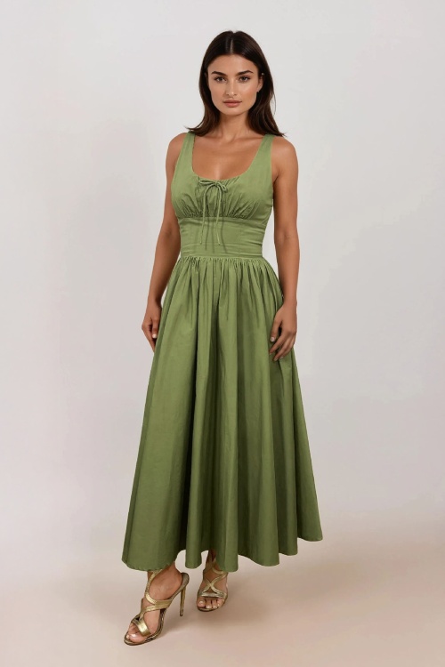 Timeless - Lolita midi jurk in saliegroen