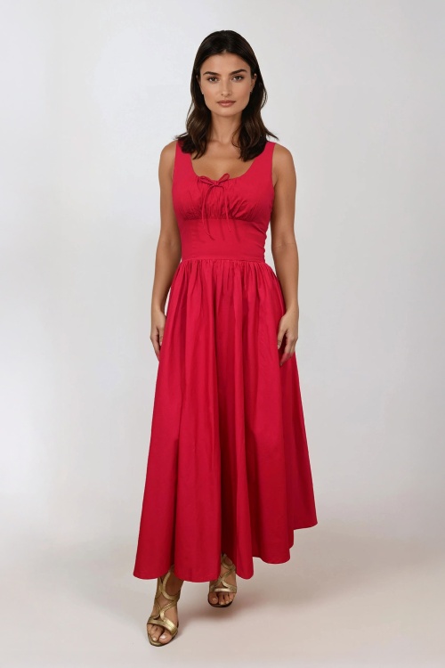 Timeless - Lolita midi jurk in lippenstift rood