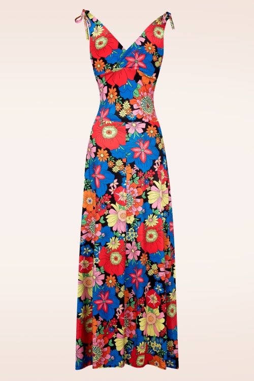 Vintage Chic for Topvintage - Grecian Floral maxi jurk in zwart en multi 3