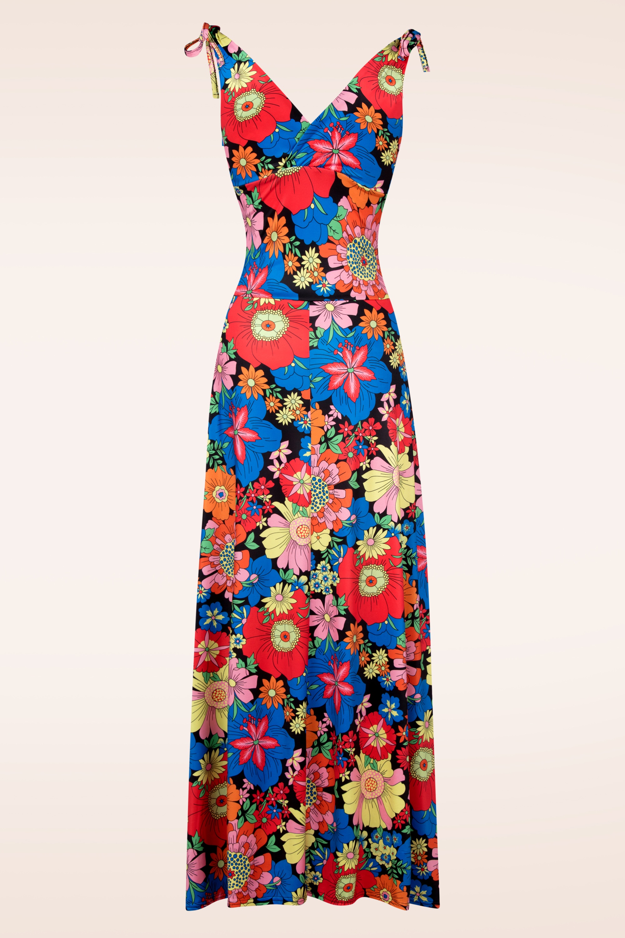 Vintage Chic for Topvintage - Grecian Floral maxi jurk in zwart en multi 3