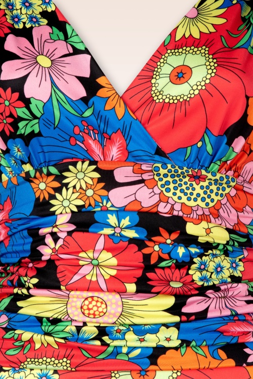 Vintage Chic for Topvintage - Grecian Floral Maxikleid in Schwarz und Multi 2