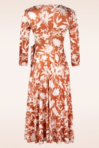 Vintage Chic for Topvintage - Colette Flower swing jurk in roest en crème  3