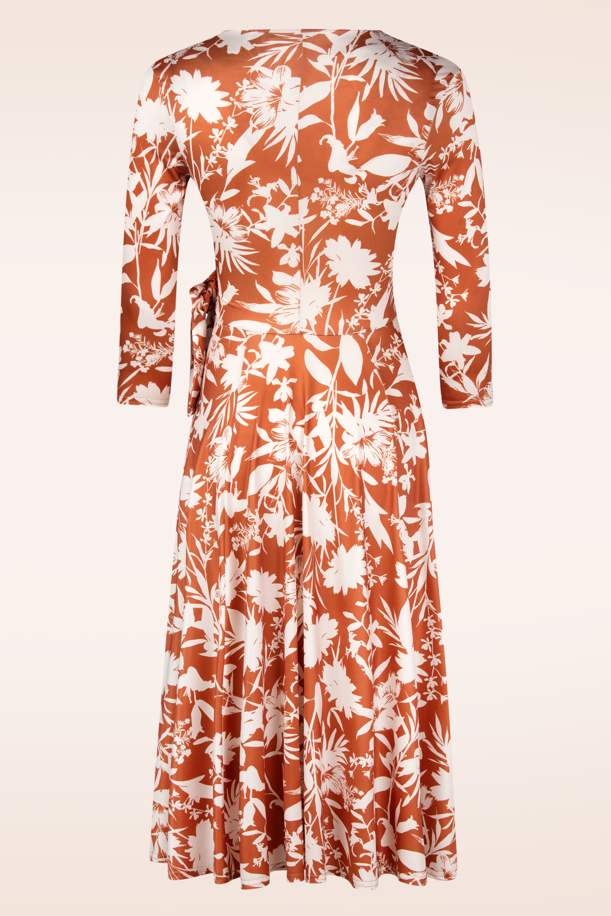 Vintage Chic for Topvintage - Colette Flower swing jurk in roest en crème  3
