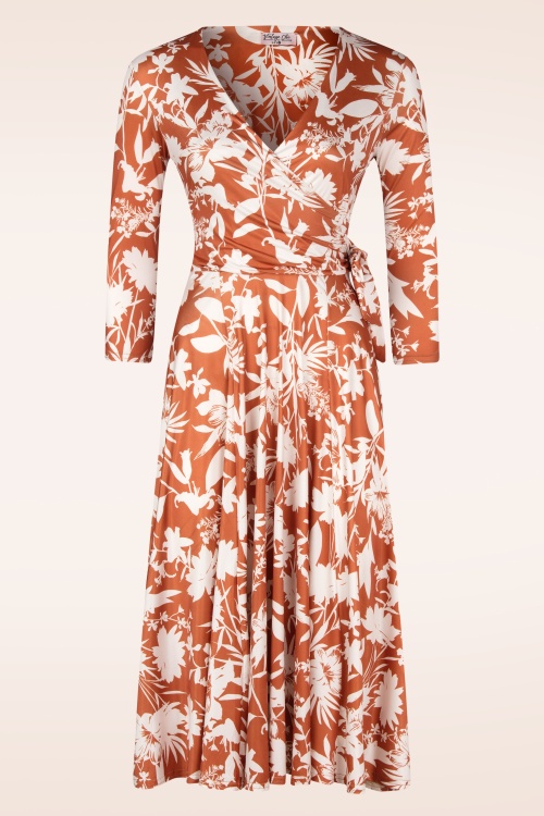 Vintage Chic for Topvintage - Colette Flower Swing Dress in Rust and Cream