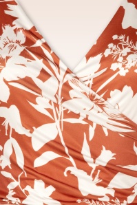 Vintage Chic for Topvintage - Colette Flower swing jurk in roest en crème  2