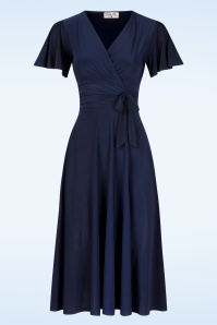 Vintage Chic for Topvintage - Irene Cross Over Swing Dress in Navy