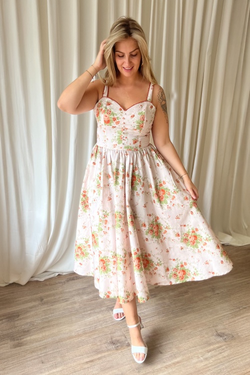 Timeless - Bryson Floral midi jurk in poederroze