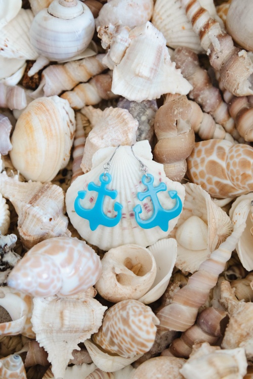 Erstwilder - Ship Anchor Drop oorbellen in blauw 3