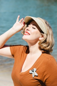Amici - Delilah Straw zonneklep in beige en goud