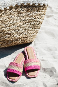Tamaris - Serena Raffia Slippers in Pink 4