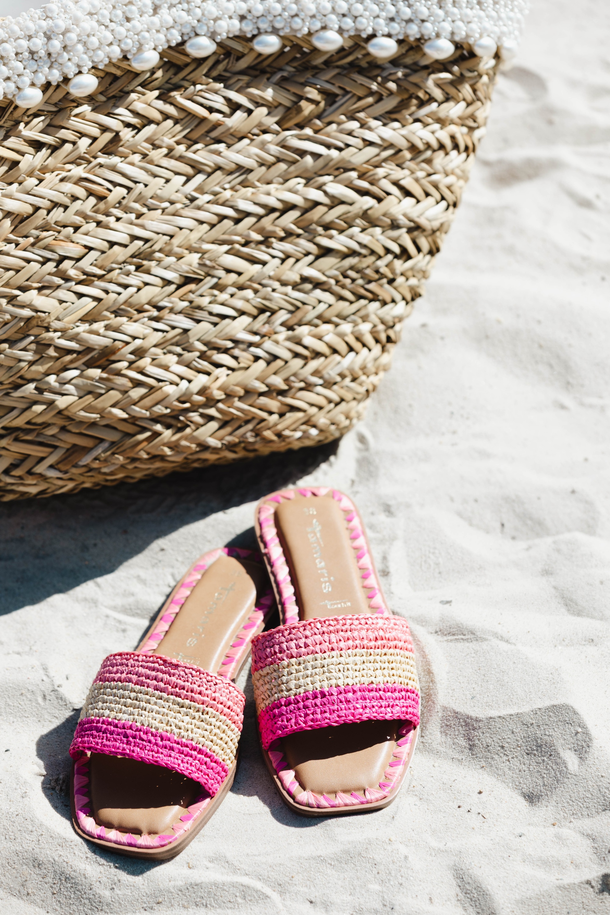 Tamaris - Serena Raffia Slippers in Pink 4