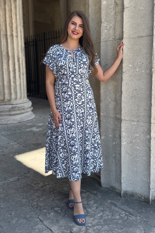 Blutsgeschwister - Lightest Wings maxi jurk in Sea Life Mosaic wit