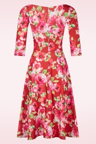 Vintage Chic for Topvintage - Nina Autumn Rose Swing Dress in Red 3