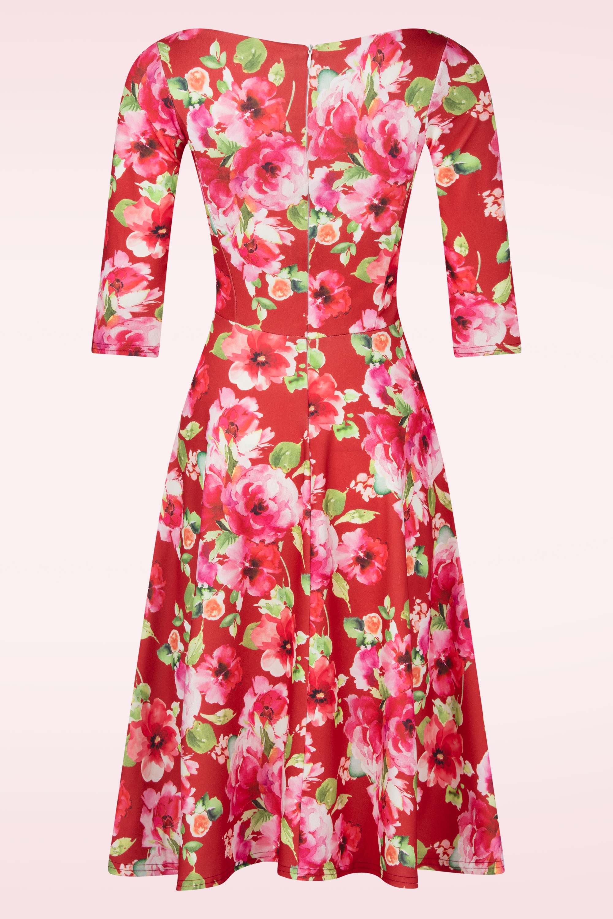 Vintage Chic for Topvintage - Nina Autumn Rose Swing Dress in Red 3
