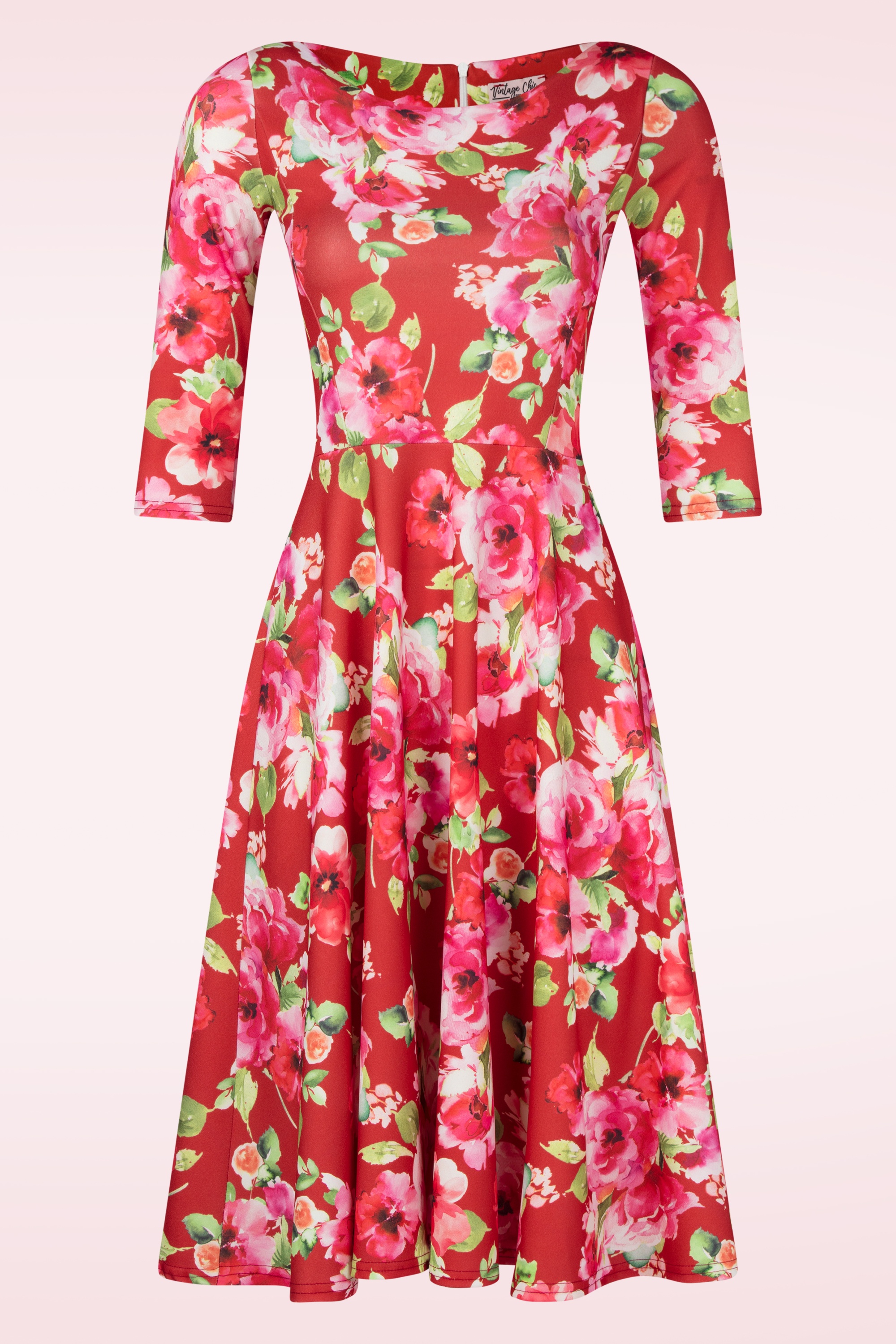 Vintage Chic for Topvintage - Nina Autumn Rose Swing Dress in Red