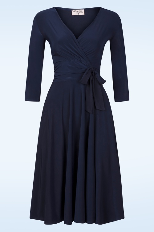 Vintage Chic for Topvintage - Aria swing jurk in marineblauw