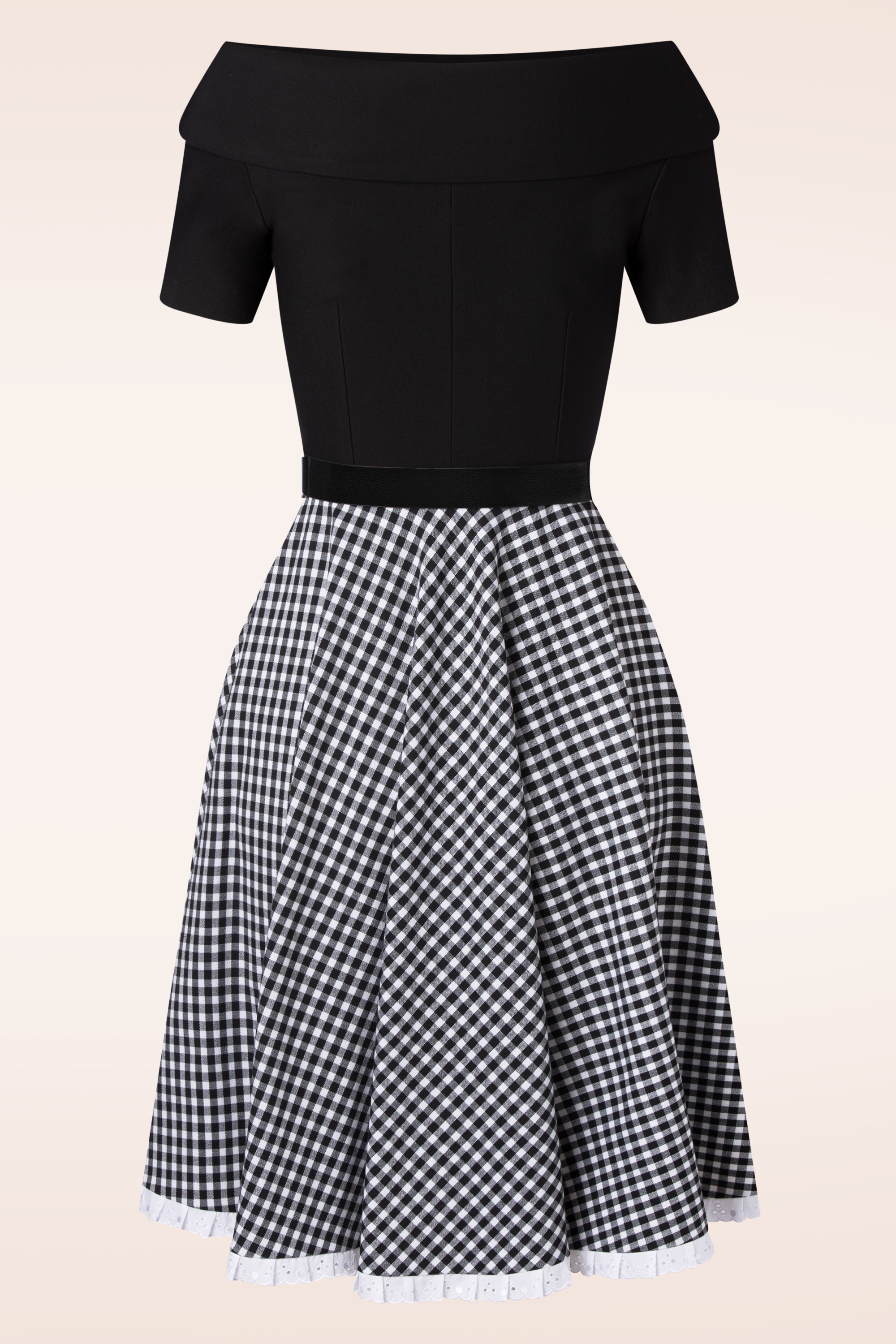 Glamour Bunny - The Brigitte Gingham Swing Kleid in Schwarz und Weiß 7