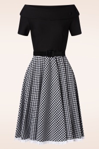 Glamour Bunny - The Brigitte Gingham Swing Kleid in Schwarz und Weiß 5