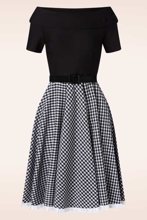 Glamour Bunny - The Brigitte Gingham Swing Kleid in Schwarz und Weiß 5