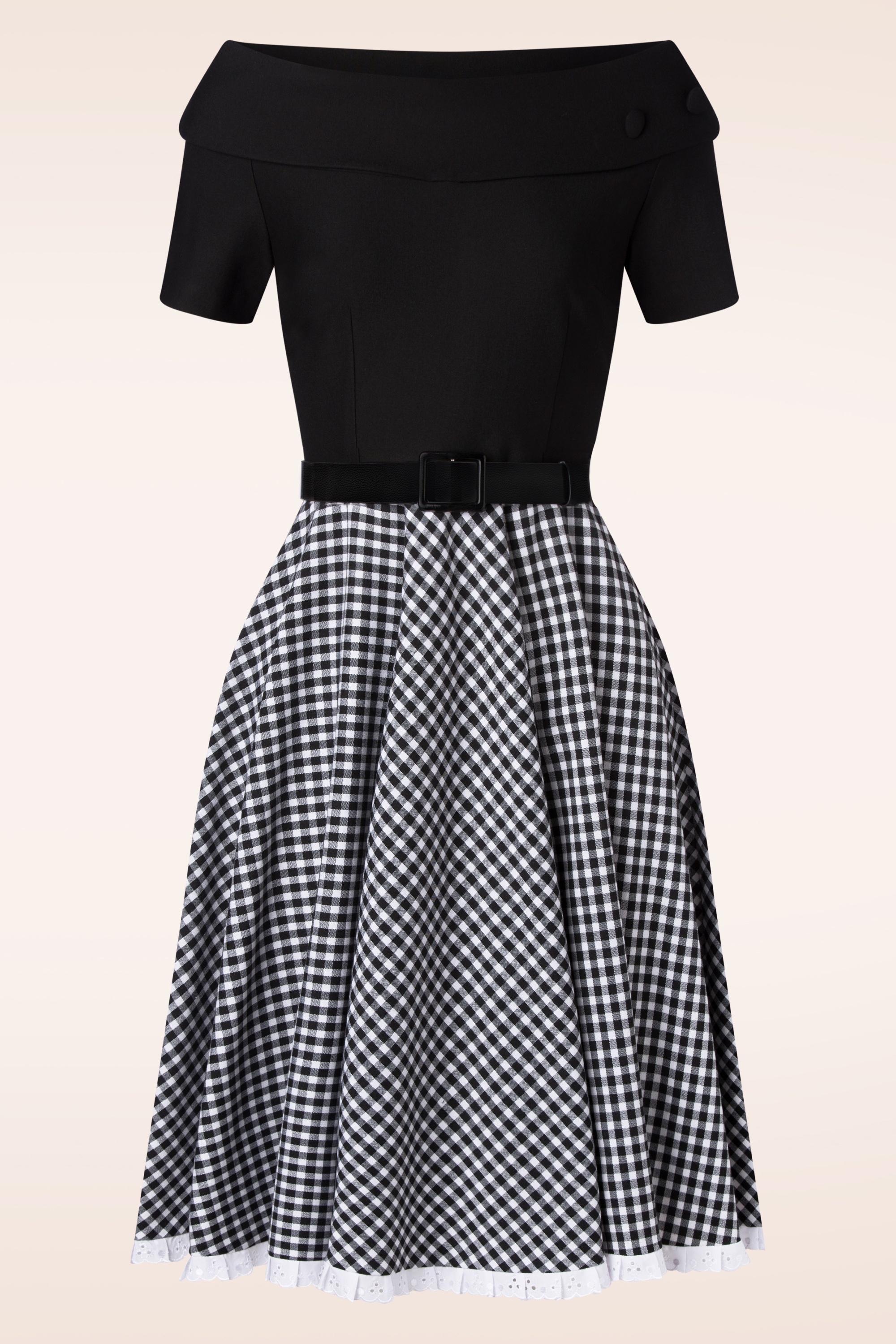 Glamour Bunny - The Brigitte Gingham Swing Kleid in Schwarz und Weiß 5