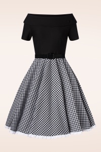 Glamour Bunny - The Brigitte Gingham Swing Kleid in Schwarz und Weiß 3
