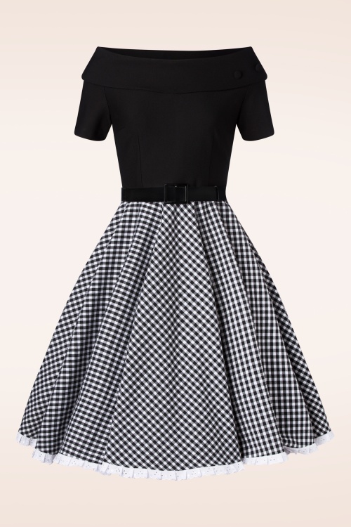 Glamour Bunny - The Brigitte Gingham Swing Kleid in Schwarz und Weiß 3