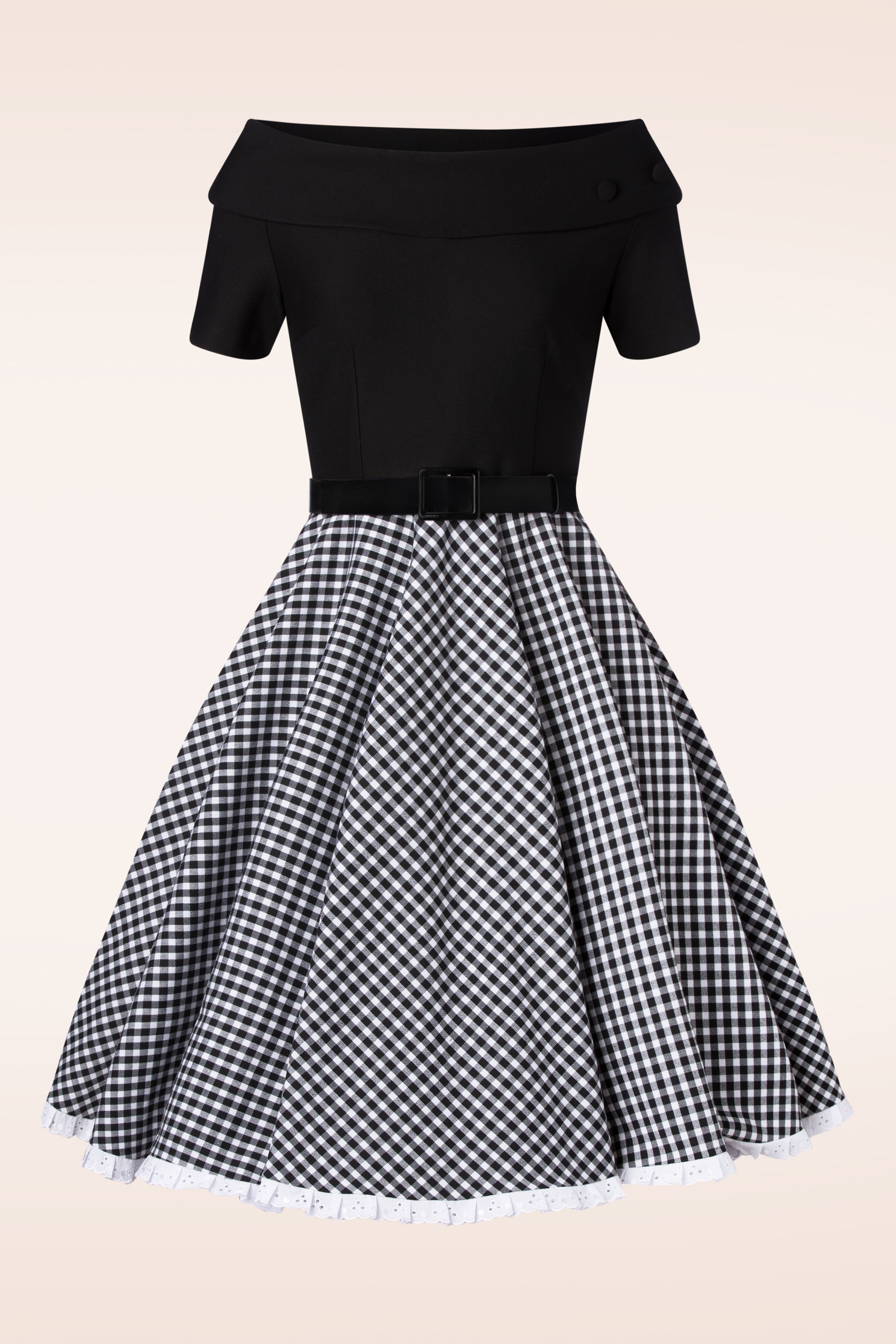 Glamour Bunny - The Brigitte Gingham Swing Kleid in Schwarz und Weiß 3