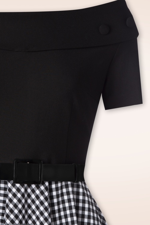 Glamour Bunny - The Brigitte Gingham Swing Dress in Black and White 2