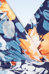 Vintage Chic for Topvintage - Aria Floral swing jurk in oranje en blauw 2