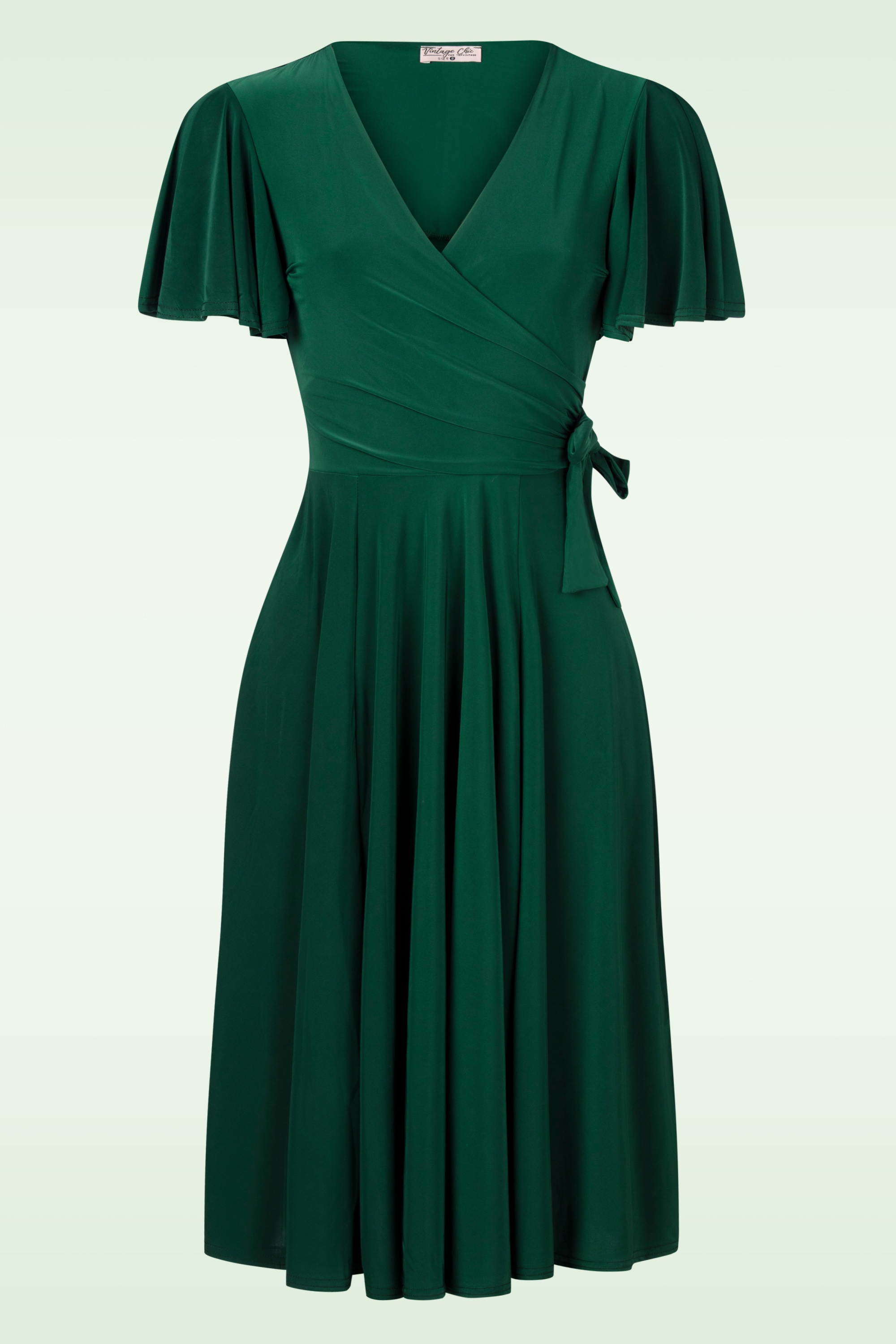 Vintage Chic for Topvintage - Irene Cross Over Swingkleid in Waldgrün.