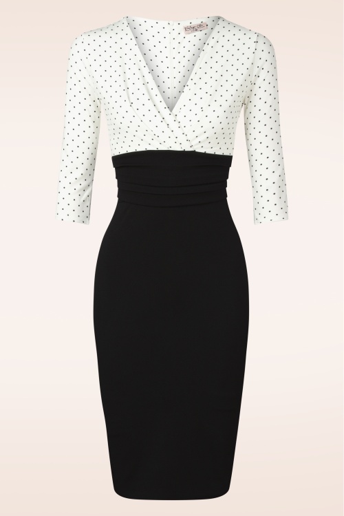 Vintage Chic for Topvintage - Nehla pencil jurk in zwart en wit