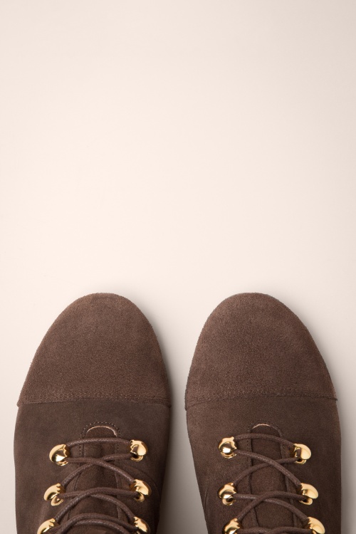 Lola Ramona ♥ Topvintage - Ava On My Way Wildleder Schnürstiefeletten in Dunkelbraun 2