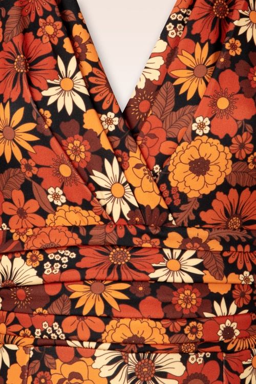 Vintage Chic for Topvintage - Savannah Floral Jumpsuit in Dunkelorange 2