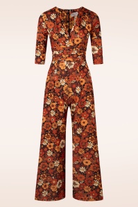 Vintage Chic for Topvintage - Savannah Floral jumpsuit in donkeroranje