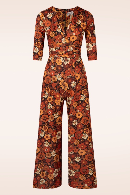Vintage Chic for Topvintage - Savannah Floral Jumpsuit in Dunkelorange