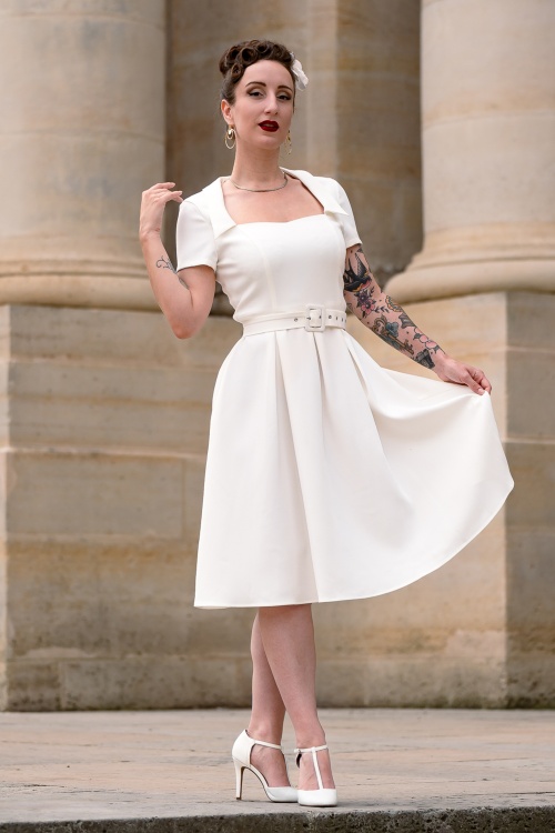 Topvintage Boutique Collection - Bette Swing Kleid in Weiß 2