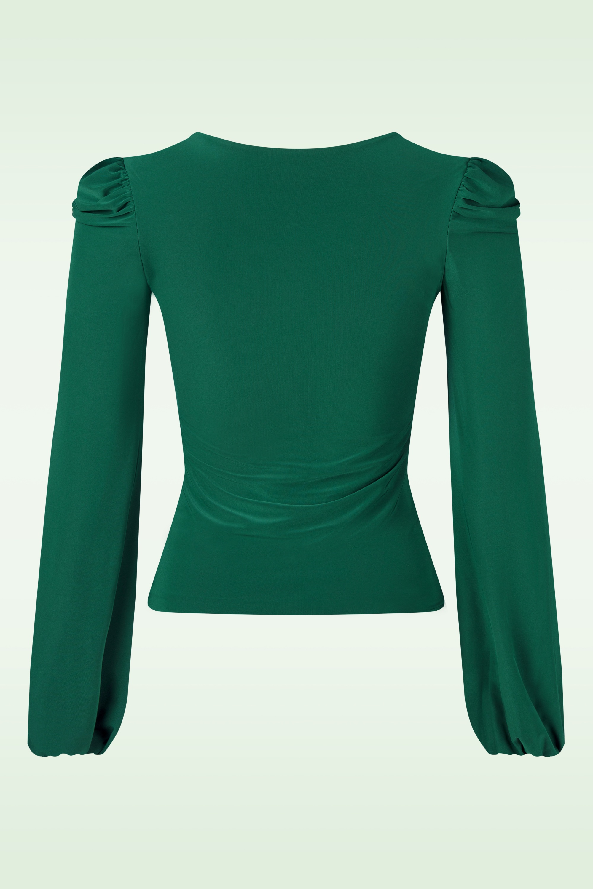 Vintage Chic for Topvintage - Juno Puff Sleeve Top in Forest Green 3