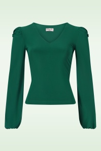 Vintage Chic for Topvintage - Juno Puff Sleeve Top in Forest Green