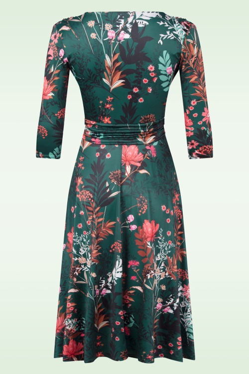 Vintage Chic for Topvintage - Aria Floral Swingkleid in Smaragdgrün 4