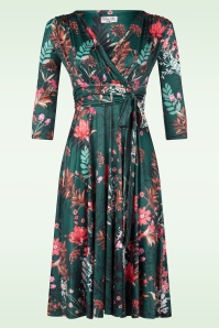 Vintage Chic for Topvintage - Aria Floral Swingkleid in Smaragdgrün 2