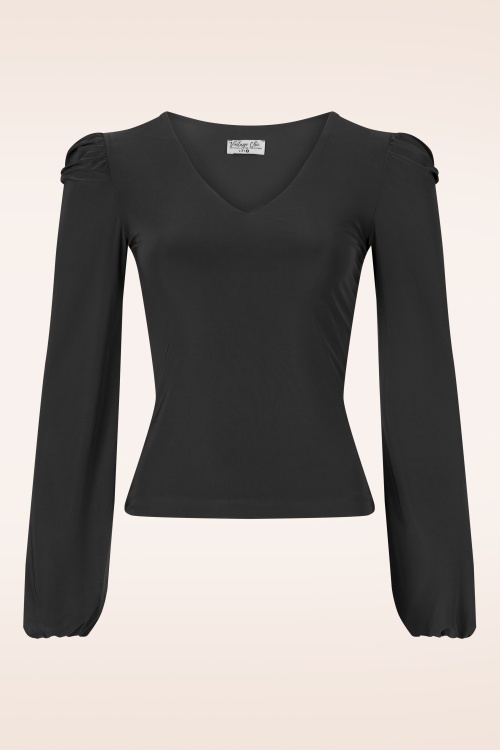 Vintage Chic for Topvintage - Juno top met pofmouwen in zwart