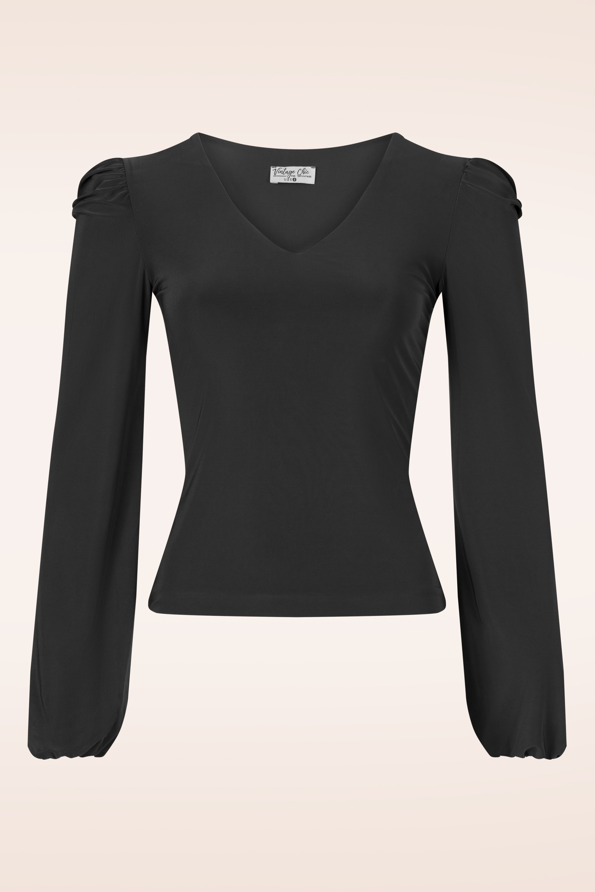 Vintage Chic for Topvintage - Juno Puff Sleeve Shirt in Schwarz