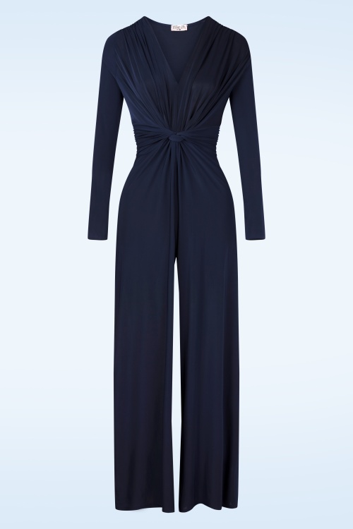 Vintage Chic for Topvintage - Combinaiso à noeud Hallie en bleu marine
