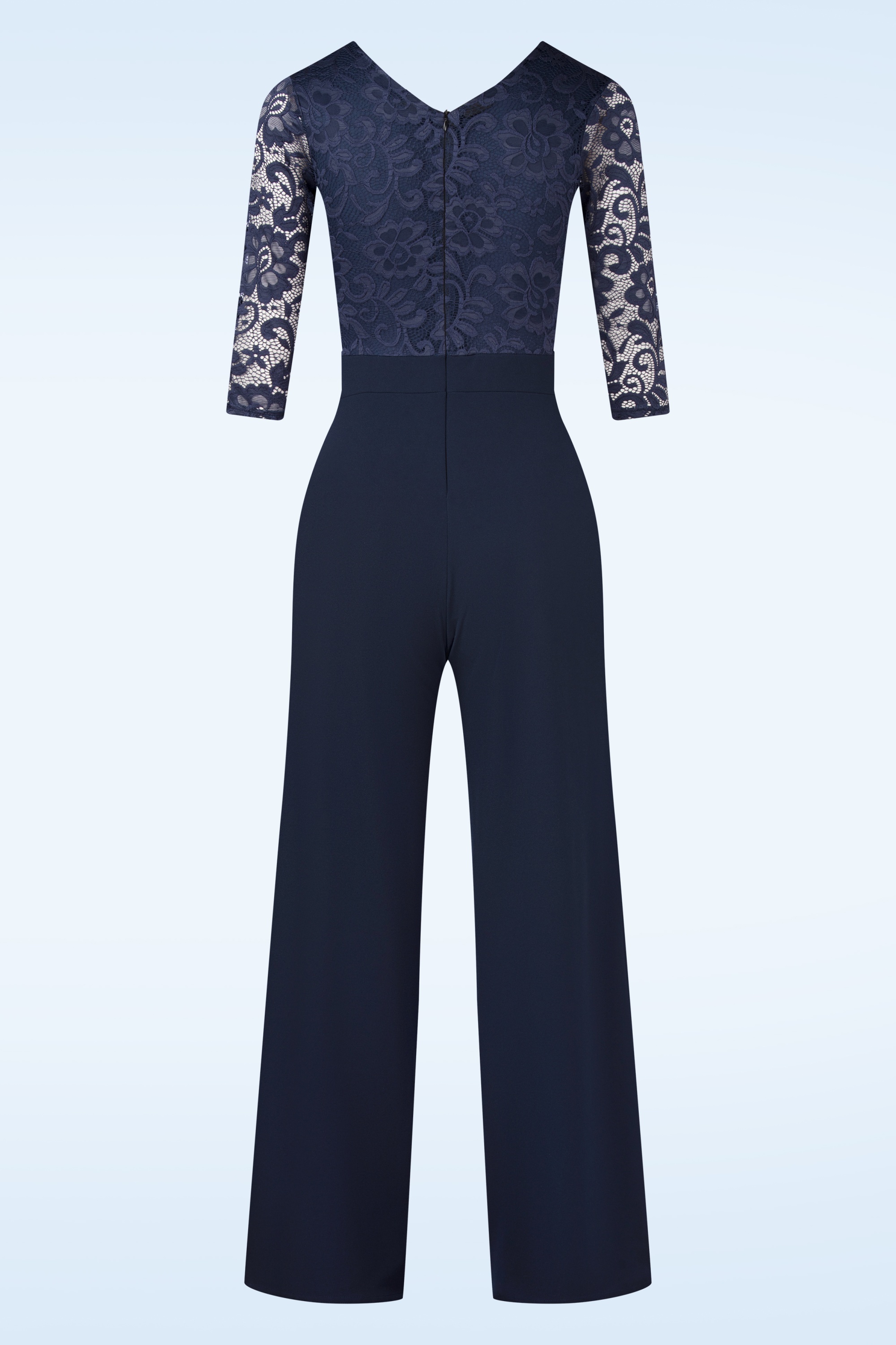 Vintage Chic for Topvintage - Maribelle kanten jumpsuit in marineblauw 3