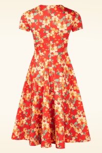 Topvintage Boutique Collection - Topvintage exclusiv ~ Joliena Herbst Floral Swingkleid in Rostorange 6