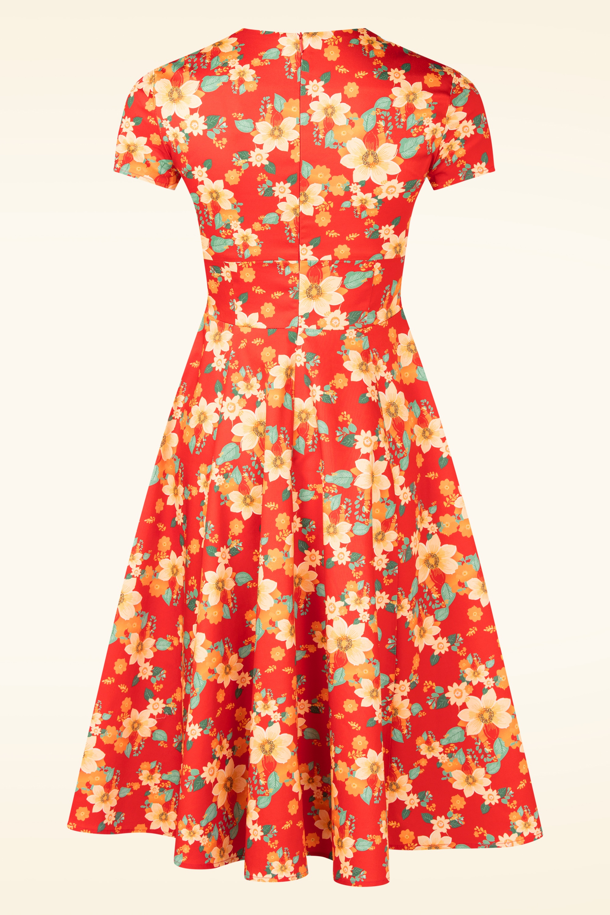 Topvintage Boutique Collection - Topvintage exclusiv ~ Joliena Herbst Floral Swingkleid in Rostorange 6