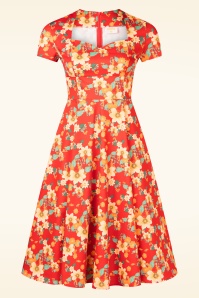 Topvintage Boutique Collection - Topvintage exclusiv ~ Joliena Herbst Floral Swingkleid in Rostorange 2