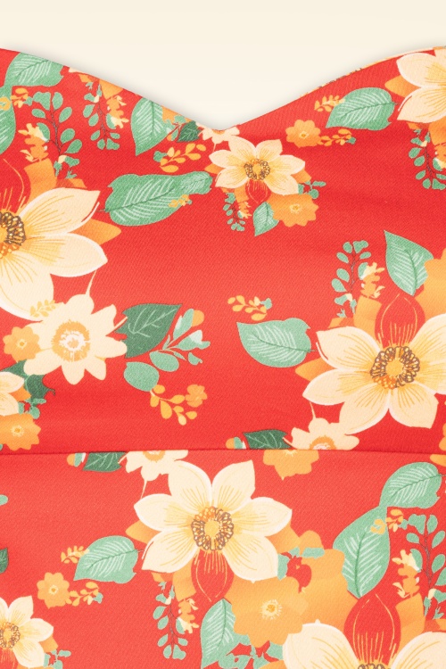 Topvintage Boutique Collection - Topvintage exclusiv ~ Joliena Herbst Floral Swingkleid in Rostorange 2